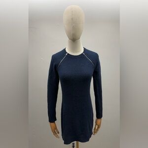 Abercrombie & Fitch Knit Sweater Dress XSP Navy Blue Zip Shoulder Long Sleeve